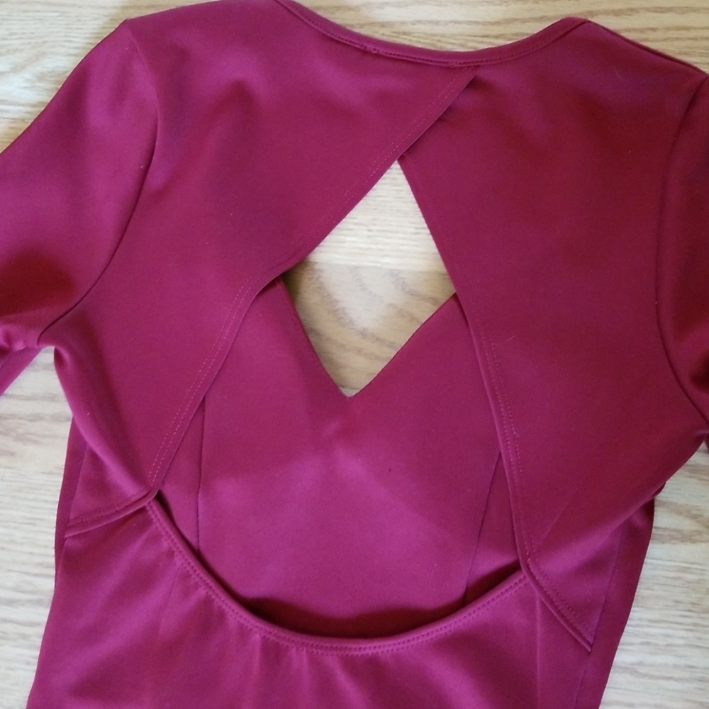 Charlotte Russe Burgundy Form Fitting Bodycon Dress - Picture 3 of 3